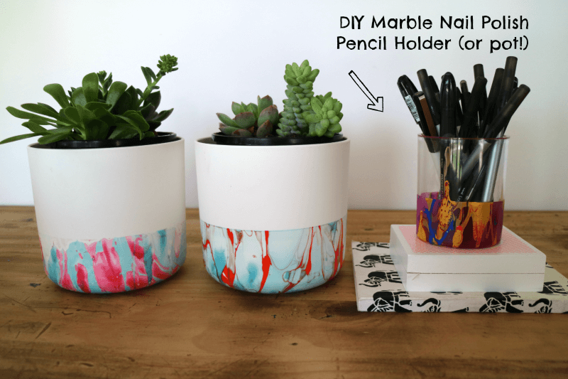 DIY Marble Nail Polish Pencil Holder
