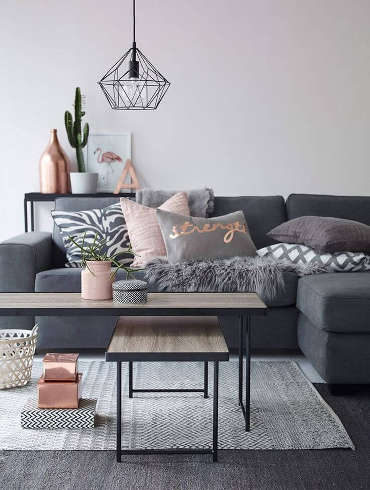 Dusty pink and grey living deals room