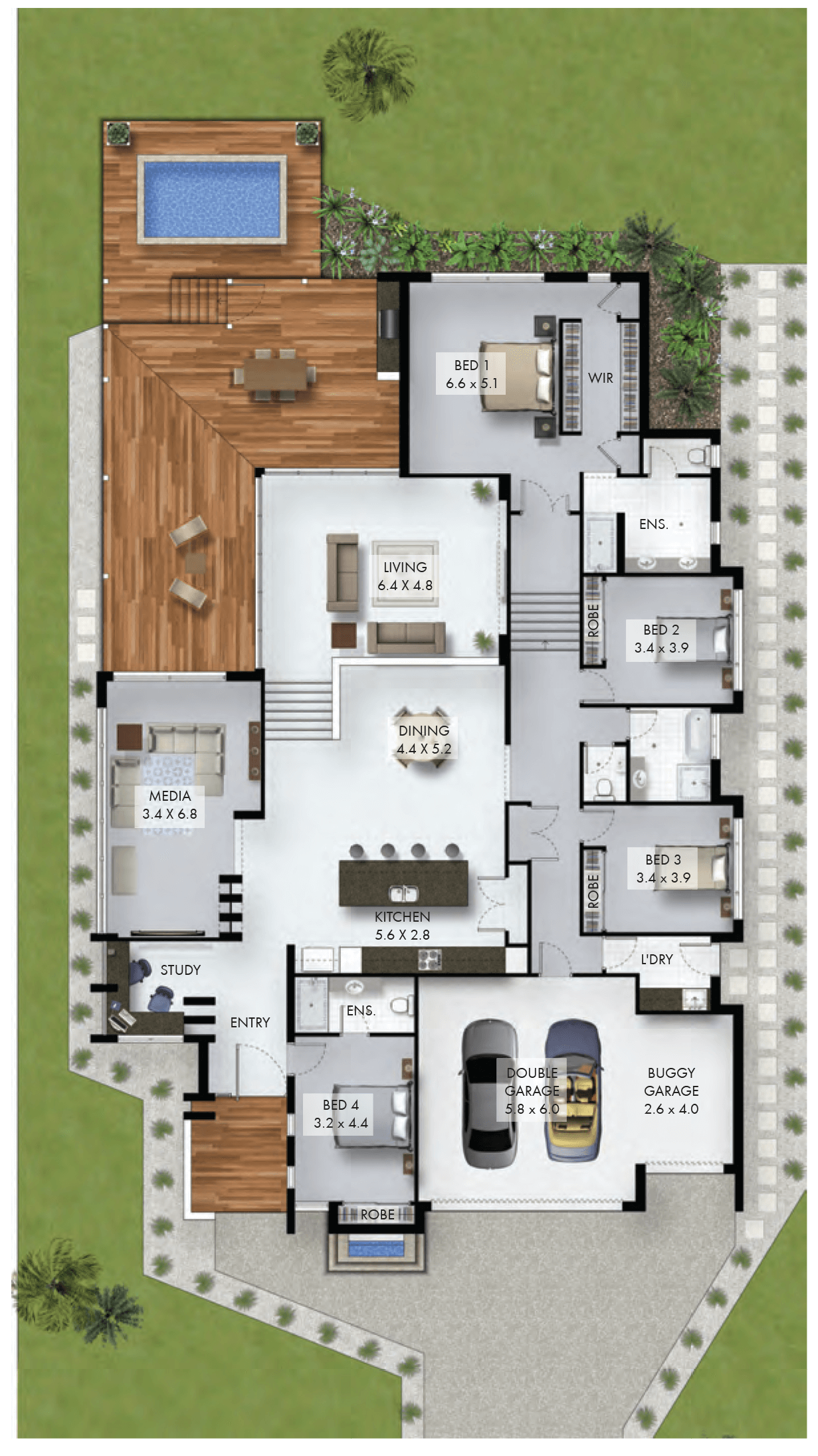 Study Nook And Triple Car Garage