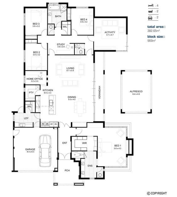 4 bedroom floor plan