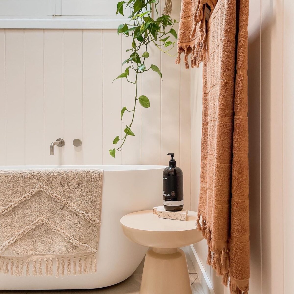 VJ wall panels in the bathroom