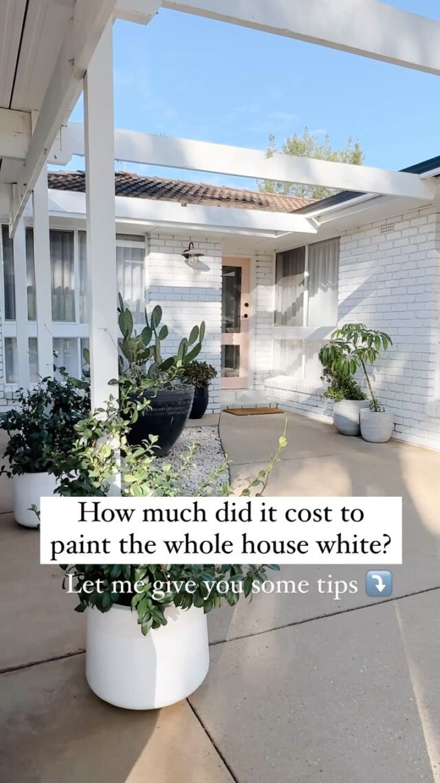 Paint your bricks ⤵️
This is always a hot topic!

Quick Tips:
- Match your new paint with existing trims for a cohesive look (unless you want to paint those too - I have other reels on gutters and roof)
- Clean and tape up meticulously before starting.
- Choose weather-resistant exterior paint for durability. I used Wattyl Solargard in Snowy Mountains Quarter.
- Spray guns make the job easier and quicker! Mine is the Graco Prox17 

Spend a weekend on this DIY project and see the difference! With the right prep, painting your bricks is a breeze and cost-effective (around $700 for a 3-bedroom house). 🛠️💨
