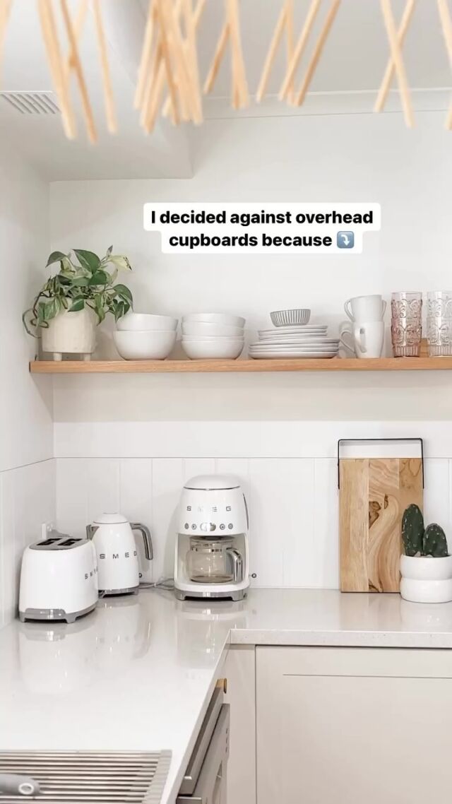 I’ve had some questions about why I chose open shelving over the usual overhead cupboards in my recent kitchen renovation, so I thought I’d share my reasoning:

🔹 Open Feel: My kitchen isn’t the largest space, and I wanted to avoid it feeling too cramped or boxed in. Open shelves offer a more airy, spacious atmosphere.

🔹 Cost-Effective: Let’s face it, renovating a kitchen can be pricey! Open shelving turned out to be a much more budget-friendly option without compromising on style.

🔹 Display Space: The shelves have given me a fabulous canvas to display my pretty kitchenware, plants, and coloured glasses. It’s functional yet decorative!

🔹 Flexibility: Another bonus is the flexibility to change up the look whenever I want. Seasonal decor, anyone?

It’s remarkable how a seemingly small choice can make such a difference in the overall aesthetic and feel of a room. If you’re considering a kitchen reno, I can’t recommend open shelving enough! Let me know your thoughts or if you have any tips for maximising small spaces. 🏠

#KitchenGoals #OpenShelving #HomeImprovement #diy #kitchenrenovation